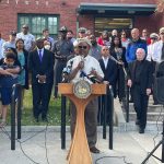 Chief Muraina Akinfolarin at the Solidarity press conference in Rhode Island.