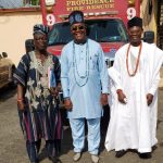 Ondo Chiefs posing with the Ambulance after delivery to the King